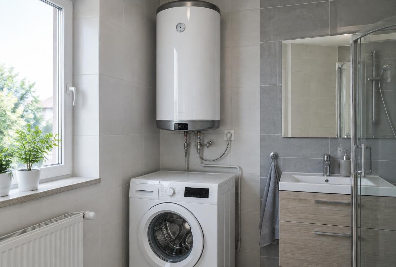 Bojler kombinovani 80L inox MB 80 E2i Taurus Metalac — ilustrativni prikaz u prostoru