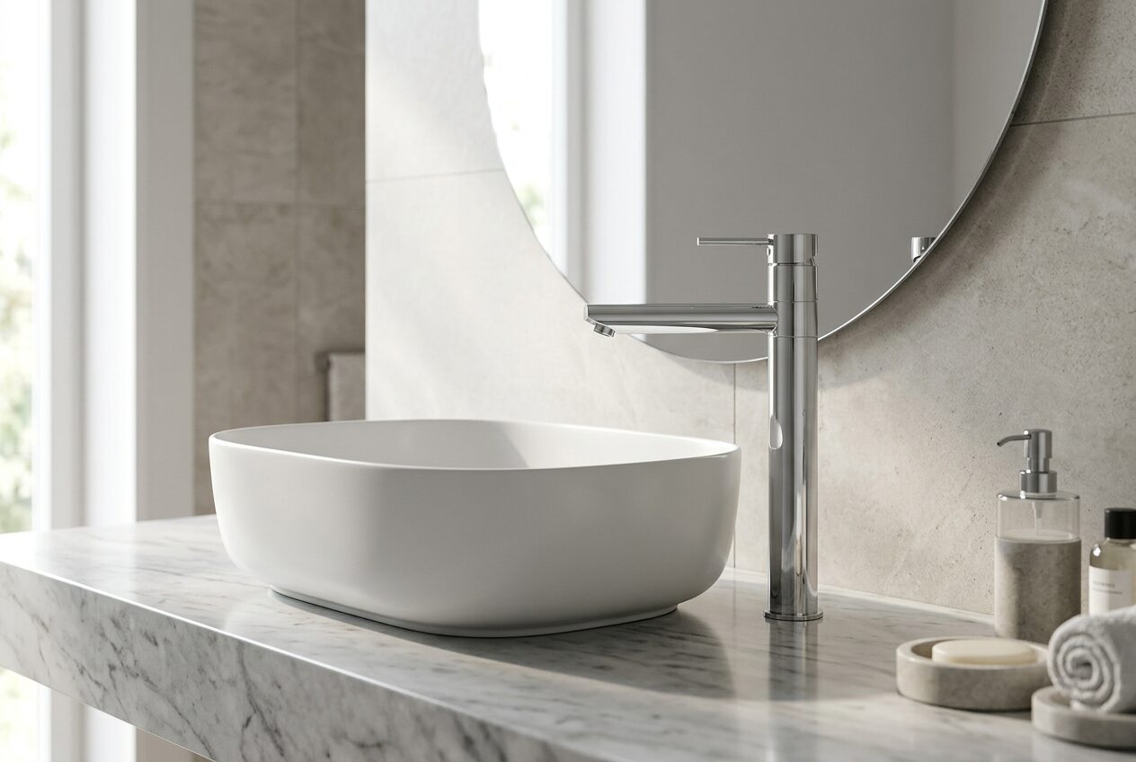 Baterija za lavabo TUBO visoka (6119) MINOTTI — ilustrativni prikaz u prostoru