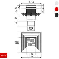 Slivnik V-50 (75) sa inox rešetkom 105x105 (APV4344) ALCA