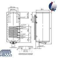 Bojler 100L kombinovano-solarni Talas X100KS desni inox ELIT INOX