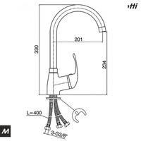 Baterija za sudoperu STANDARD sa tri cevi labud (8888) MINOTTI