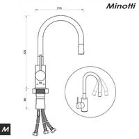 Baterija za sudoperu TUBO tri cevi gibljiva lula (6150-3B) MINOTTI