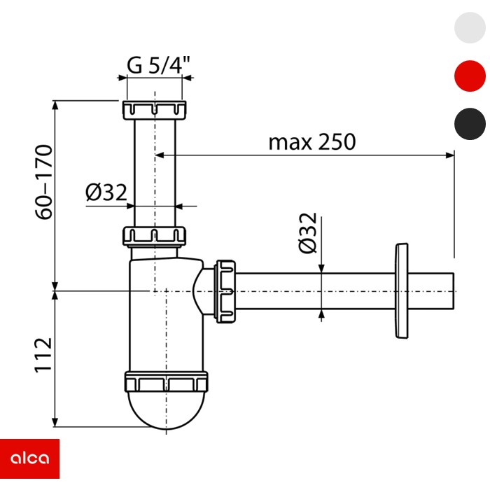 Sifon za umivaonik bez pilete (A430) ALCA - Image 2