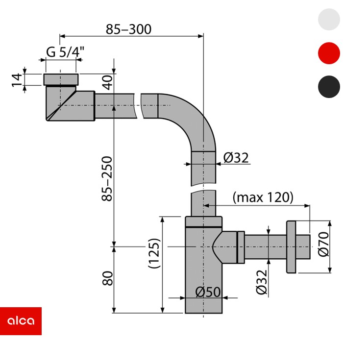 Sifon za umivaonik HROM design (A403) ALCA - Slika 2