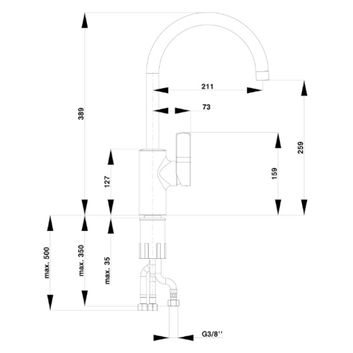 Elite baterija za sudoperu 3 cevi 01107 HERZ - Image 2