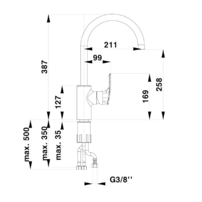 Elite baterija za sudoperu sa 3 cevi 01101B crna HERZ - Image 2