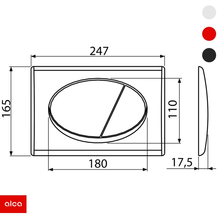 Taster za vodokotlić elipsasti 2/1 hrom-sjajni M71 ALCA PLAST - Image 2