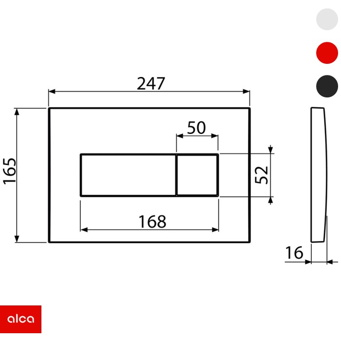 Taster za vodokotlić pravougaoni 2/1 hrom-sjaj (M371) ALCA PLAST - Image 2