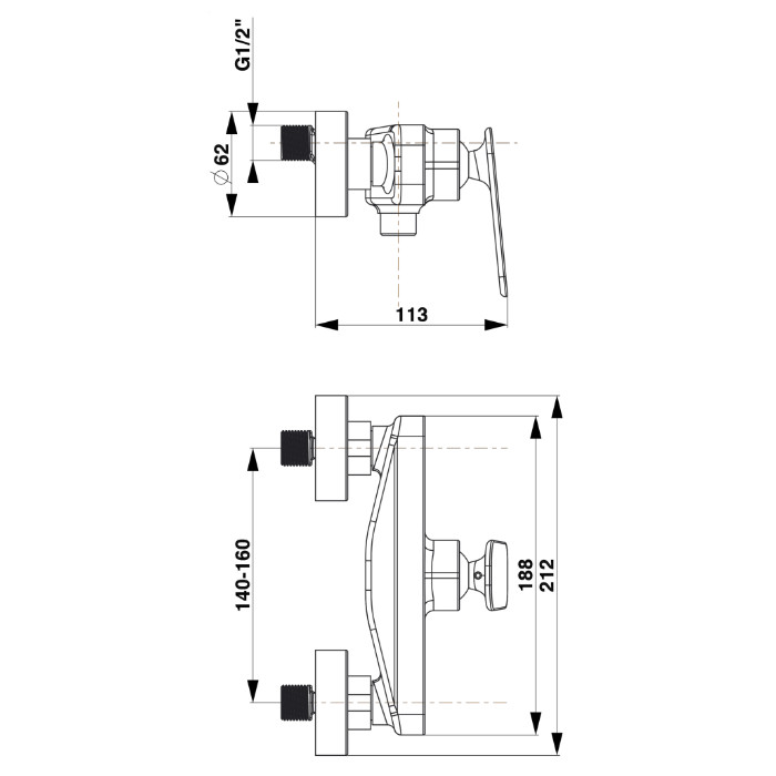 ZEN baterija za tuš kadu 00430B CRNA HERZ - Image 2