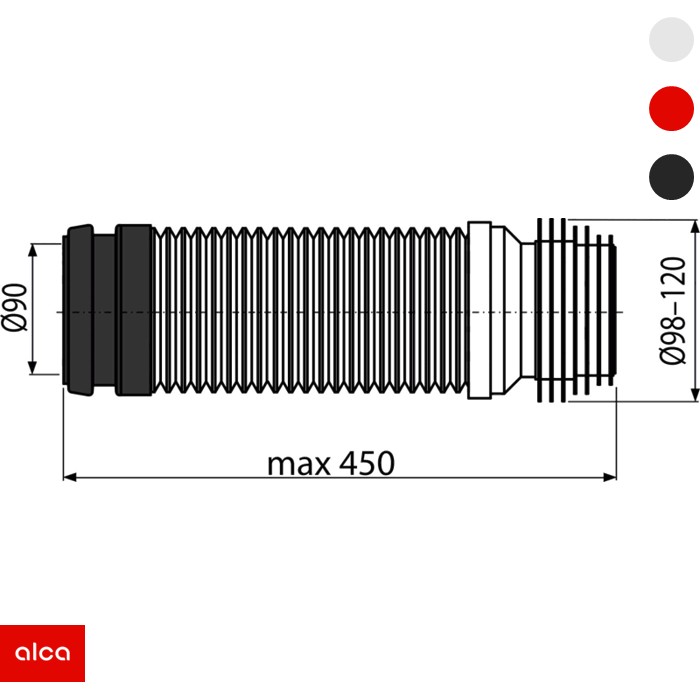 Baltik veza za ugradni vodokotlić DN90/110 flexi (M9006) ALCA - Slika 2