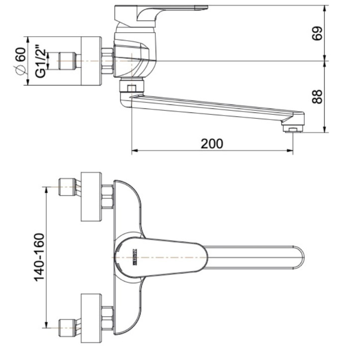 Infinity baterija za sudoperu zidna L -200 00201 HERZ - Image 2