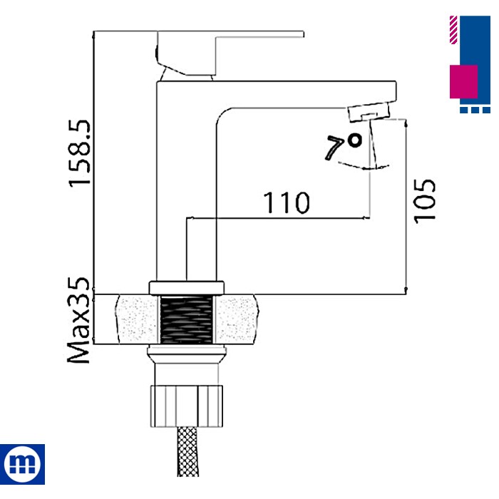 Aquabi baterija za lavabo MAMBA crna Metalac - Image 2