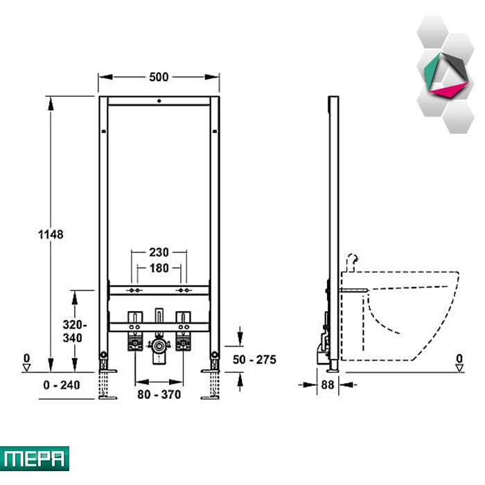 Konzola za bide 120cm nextVIT MEPA REHAU - Image 2