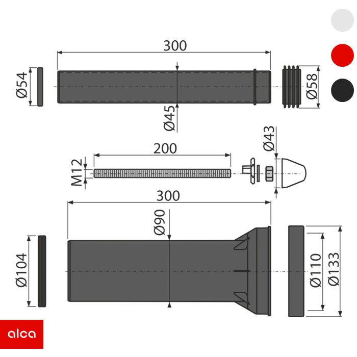 Priključak set za ugradni vodokotlić duži (M9000) ALCA - Image 2