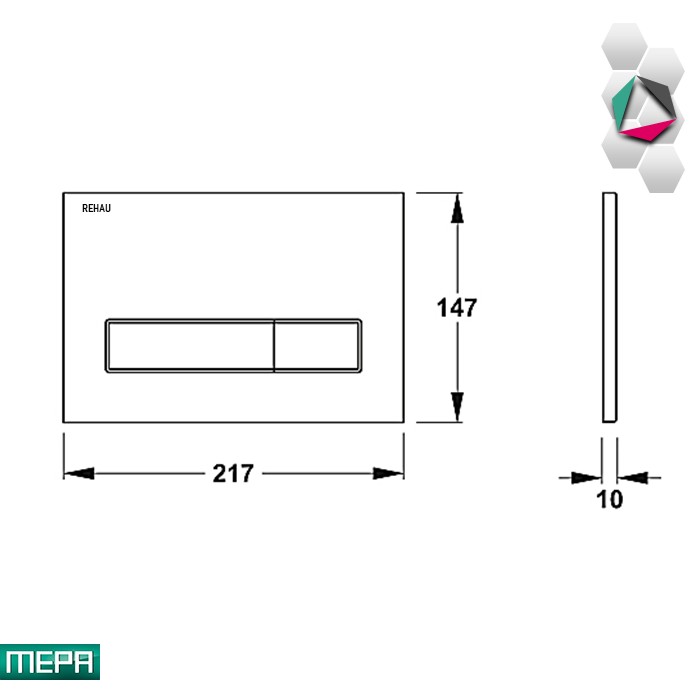 Taster za vodokotlić 18964271808 hrom mat/sjaj ORBIT REHAU - Image 3