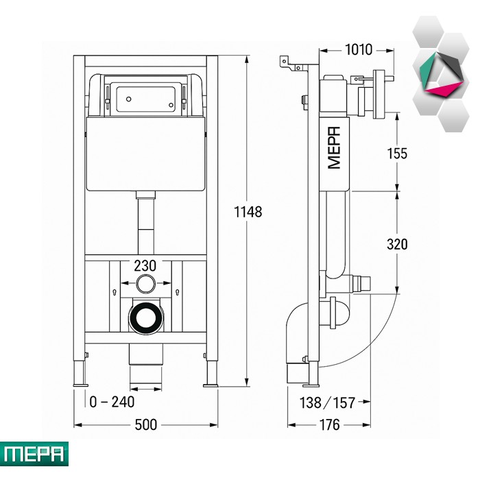 Ugradni vodokotlić P31 120cm MEPA REHAU - Image 2