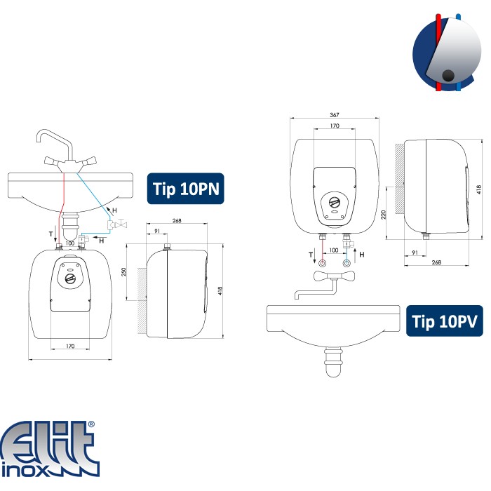 Bojler 10L Talas 10P inox ELIT INOX - Slika 2