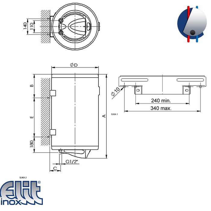 Bojler 60L Talas D-S60V sa digitalnim termostatom inox ELIT INOX - Image 2