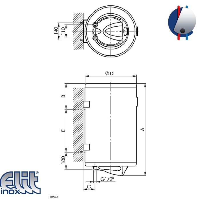 Bojler 80L Talas D-M80V sa digitalnim termostatom inox ELIT INOX - Image 2