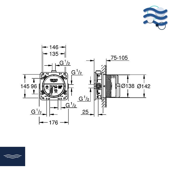 Ugradno telo za mešač SmartBox Rapido GROHE - Image 4