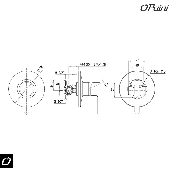 Baterija ugradni mešač ARENA (92CR690) PAINI - Slika 2