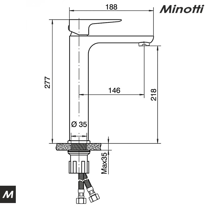 Baterija za lavabo LUNA visoka (9119) MINOTTI - Slika 2
