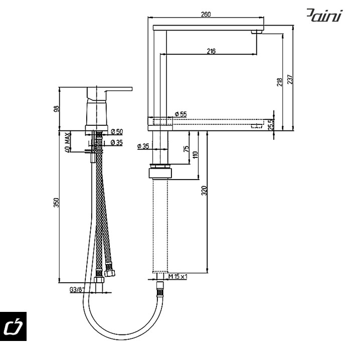 Baterija za sudoperu ARENA (92CR569/5822F) PAINI - Slika 2
