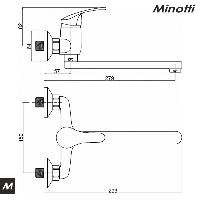Baterija za sudoperu PICOLO duga lula (4415L) MINOTTI - Slika 2