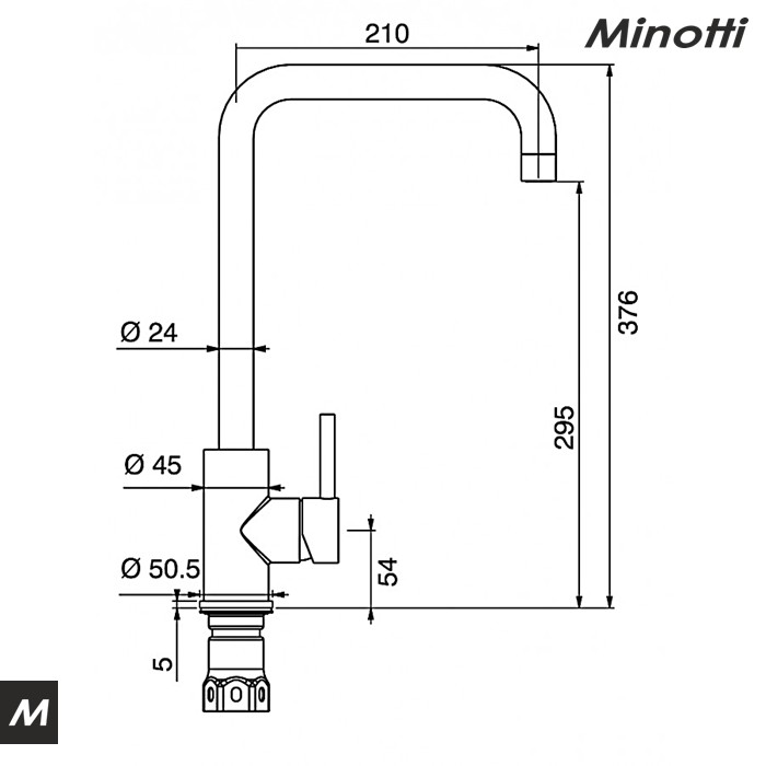 Baterija za sudoperu S/S sa dve cevi (4557) MINOTTI - Slika 2