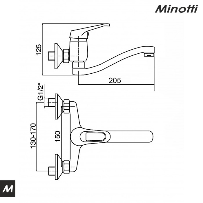 Baterija za sudoperu VENETO kratka lula (8115-S) MINOTTI - Slika 2