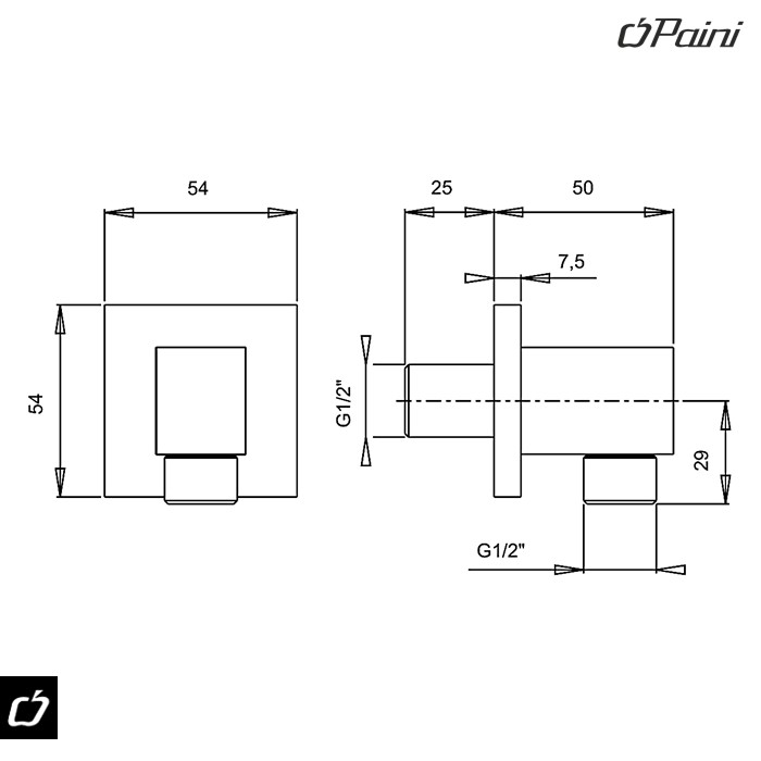 Priključak za tuš crevo kockasti (50CR503PQ) PAINI - Slika 2