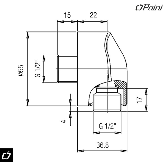 Priključak za tuš crevo okrugli lux (50CR503LP) PAINI - Slika 2