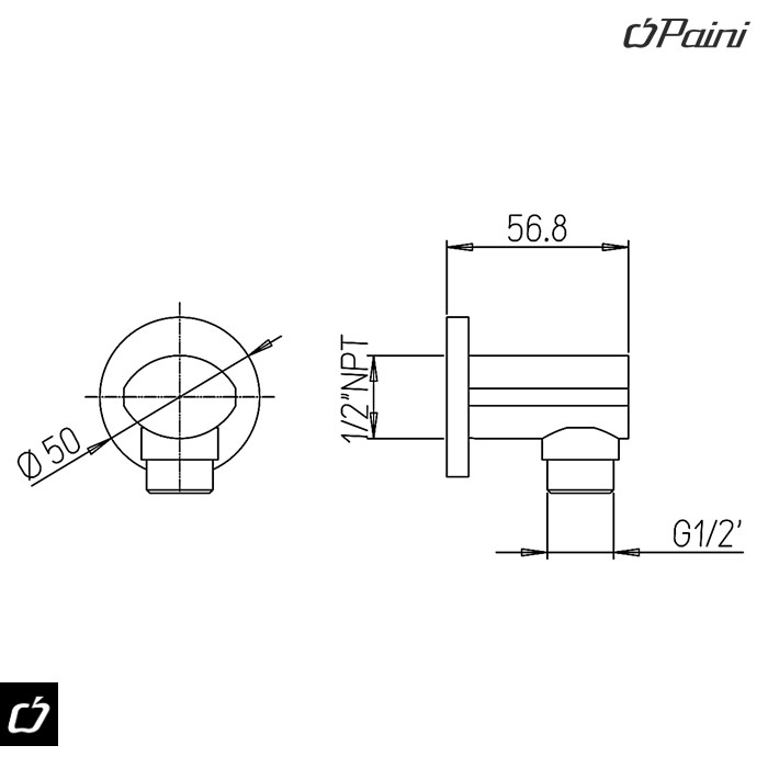 Priključak za tuš crevo ovalni (86CR503P) PAINI - Slika 2