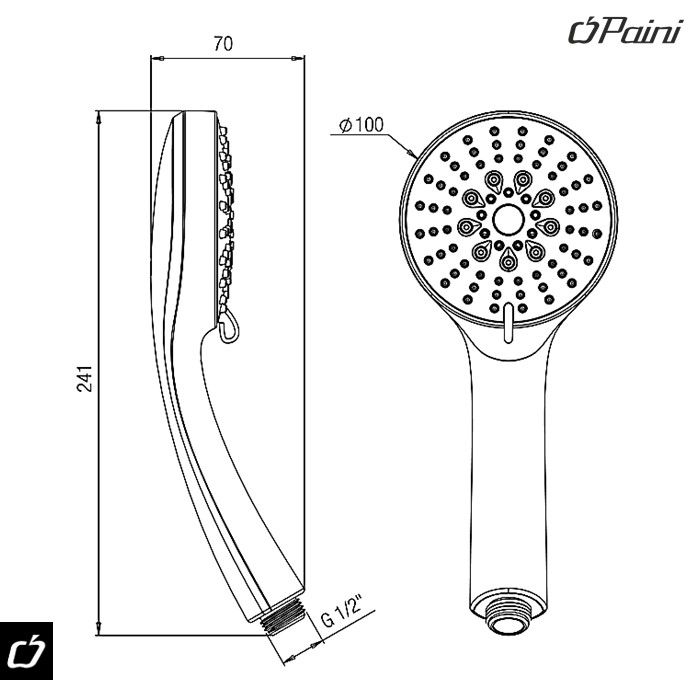 Tuš ručica 5 x mlaz (53CR155-P2) PAINI - Slika 2