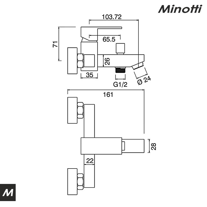 Baterija za kadu QUADRA (1111) MINOTTI - Slika 2