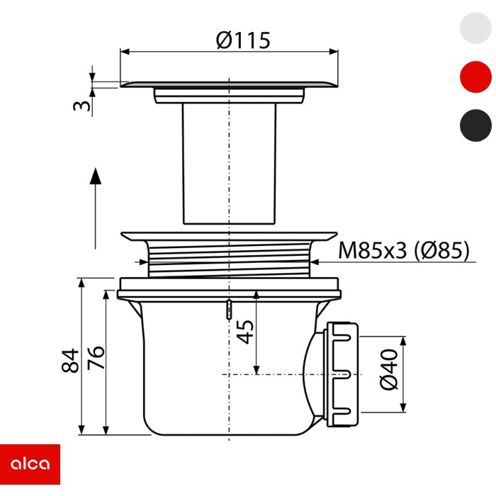 Sifon za tuš kadu (A48) inox rešetka ALCA